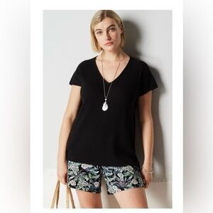 J. Jill | Wearever Double Faced Jersey Shorts In Black Tropical Garden | XS